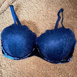 Victoria Secret PINK push up bra velvet dark blue size 36DD